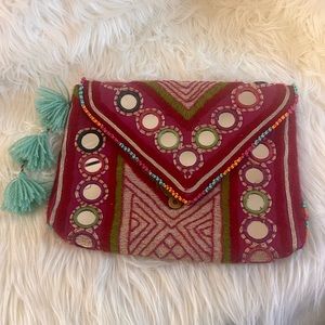 ANTHROPOLOGIE JASPER & JEERA - Mosaic, Embroidered, Vibrant Colors Clutch